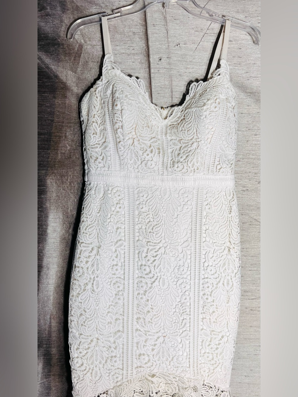 GUESS Clarice White Floral Lace Seeetheart MIDI Dress Bride